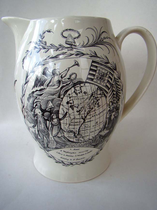 A Liverpool pitcher made in 1976 by Mottahedeh to commemorate the Bicentennial  — image 2
